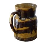 Cruche ancienne en céramique française de Dieulefit, à glace brune