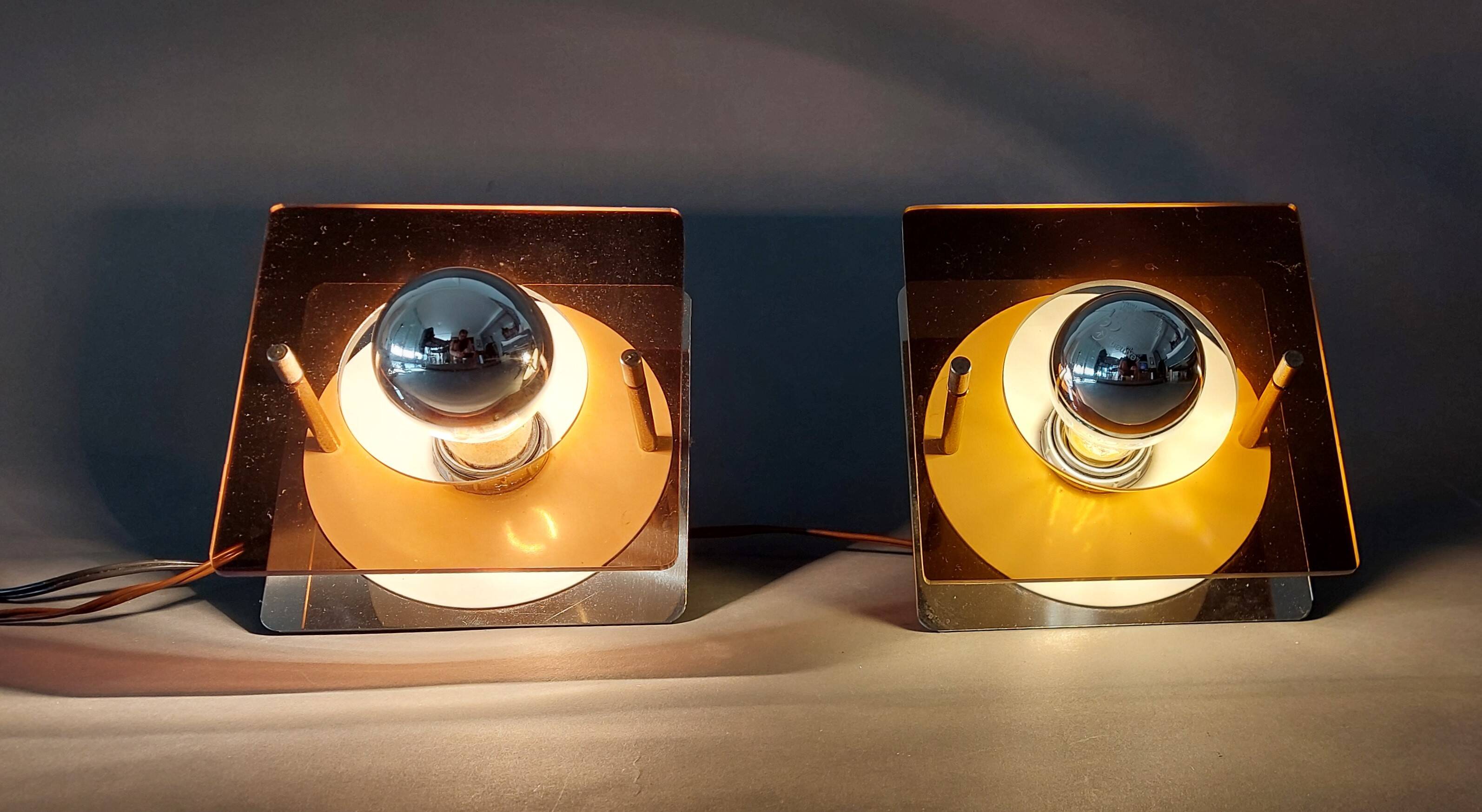 Pair of "Disco" wall lights Jocelyne Trocmé for Oxar 1970, Vintage.