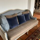 “Mise en demeure” bench in solid beech and velvet, Louis XV style