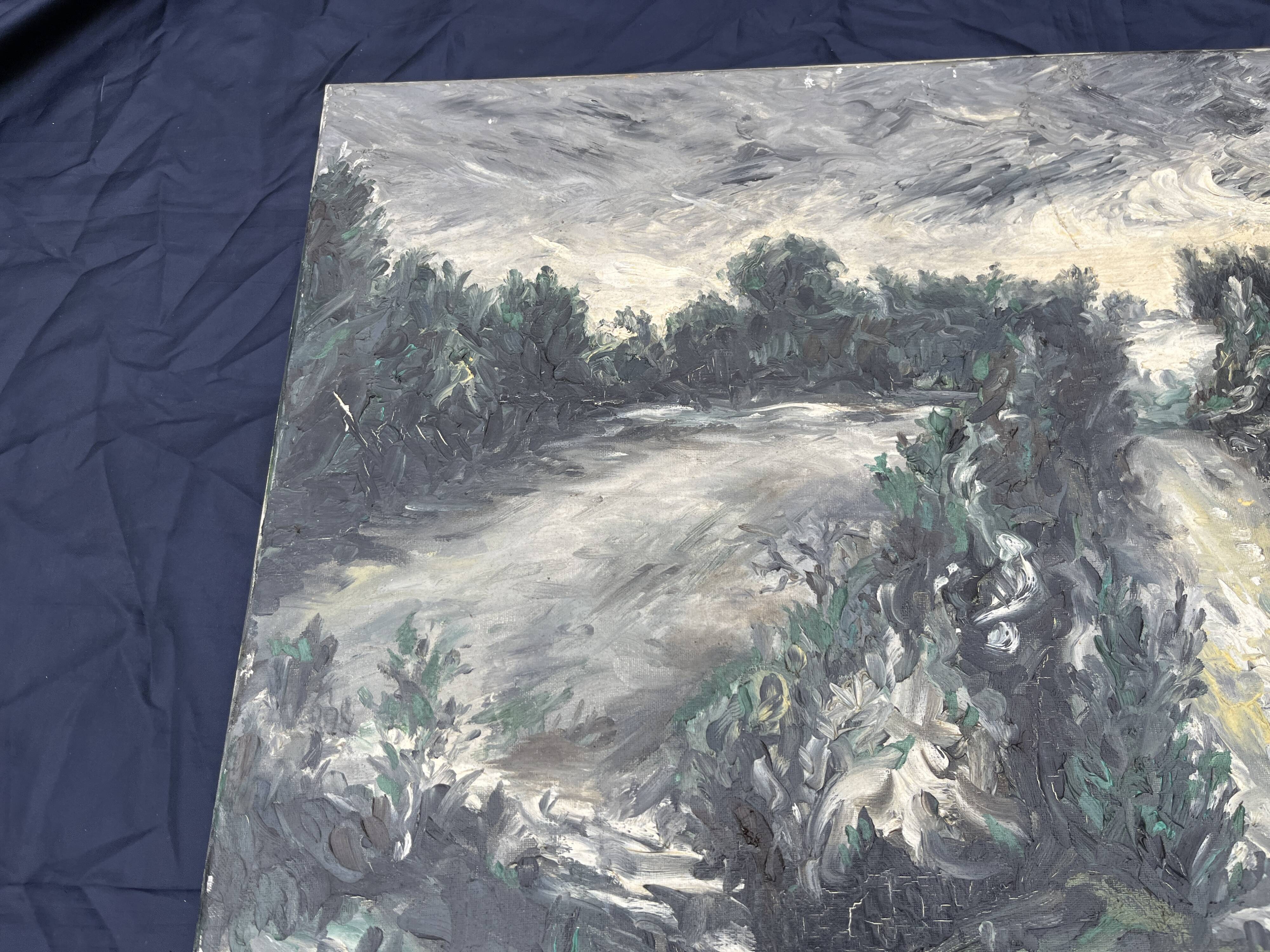 Expressionist landscape painting, signed, 92 x 65 cm