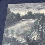 Expressionist landscape painting, signed, 92 x 65 cm