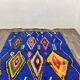 Handmade blue Moroccan rug, decorated, 250cm x 150cm