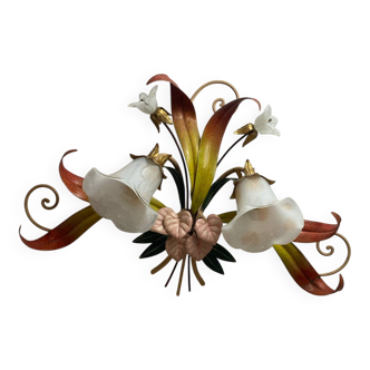 Floral ceiling light in metal and glass, Paterno Franco