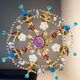 Large chandelier brass fruit crystal color 8 arms