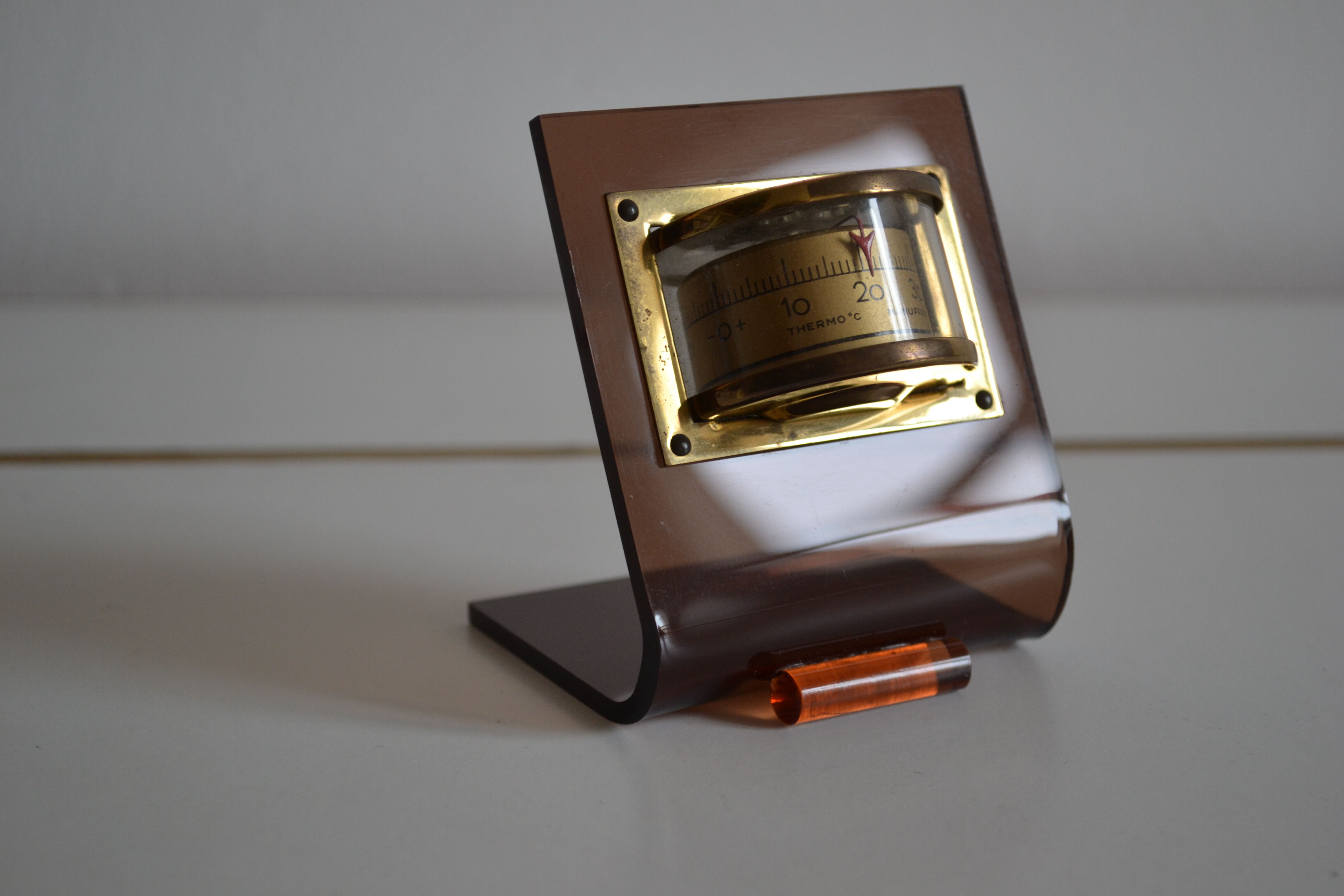 Smoked plexiglass thermometer 70s