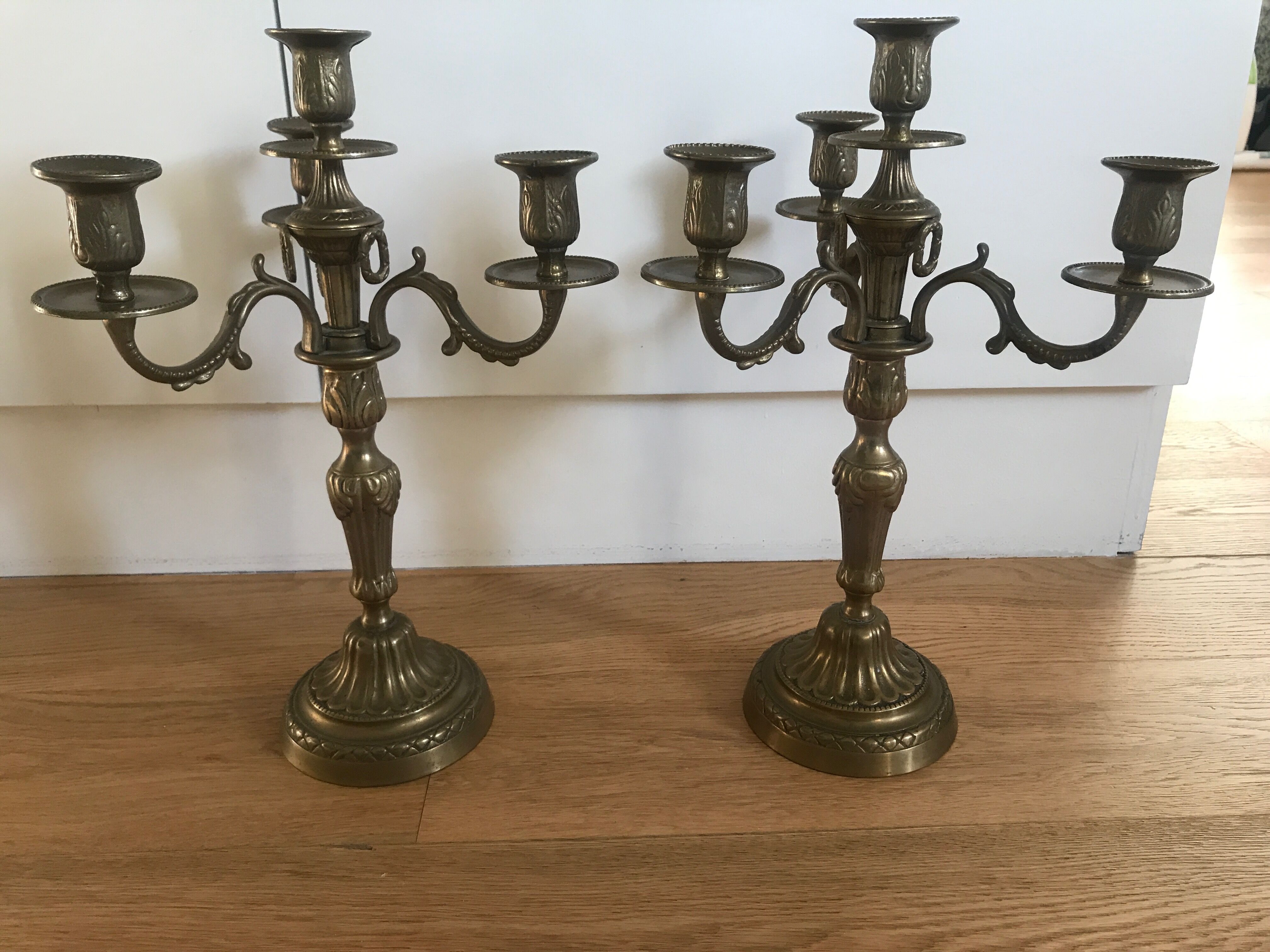 Bronze candlestick pair