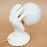 Hand-operated wall lamp in opaline globe ceramic