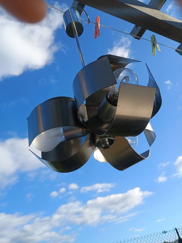 Suspension lustre Space Age en aluminium brossé vers 1970 Pop Art Design