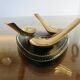 Black leather piped pipe holder with brass, Tremblay edition, Paris