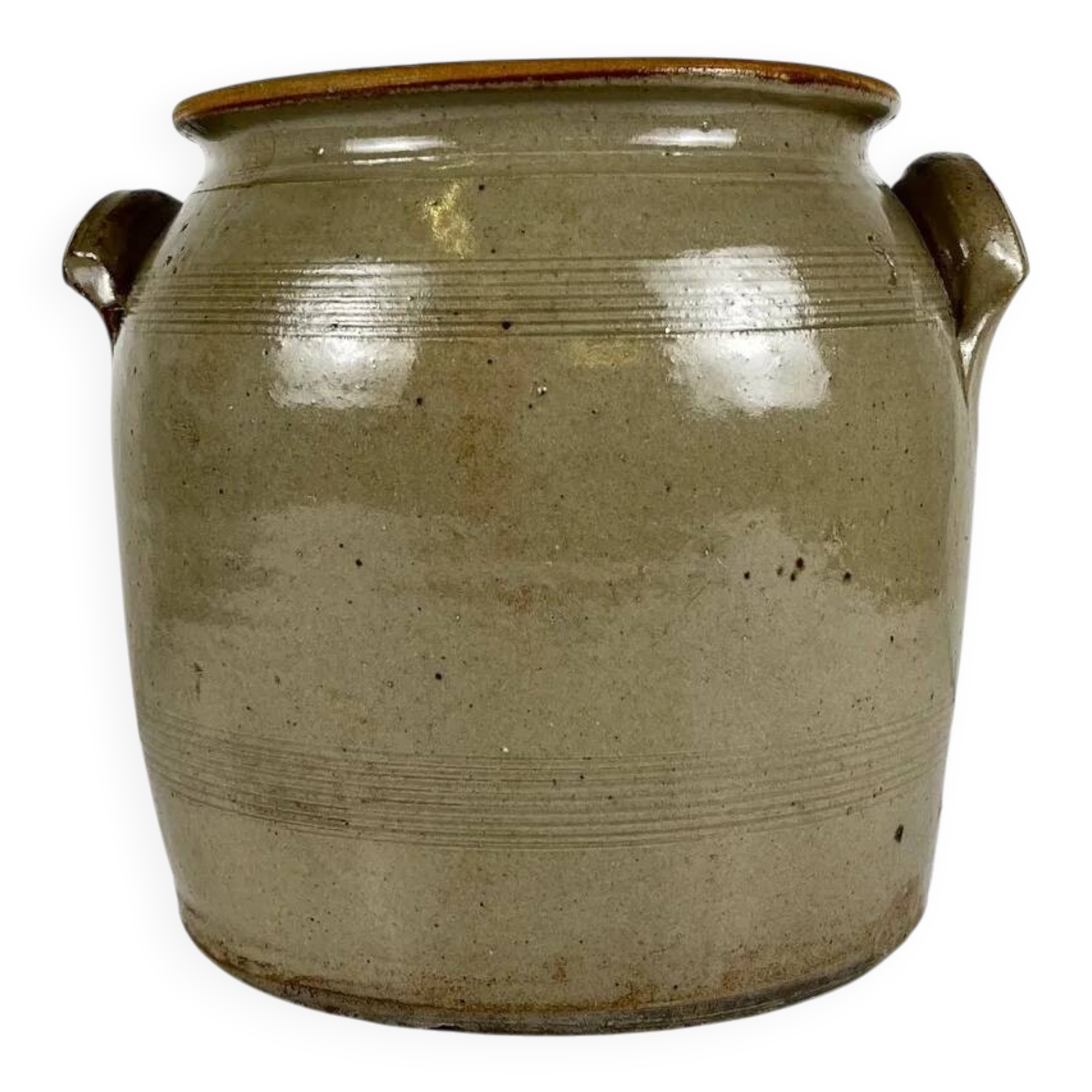 Old confit pot in stoneware, grey colour, 1900.