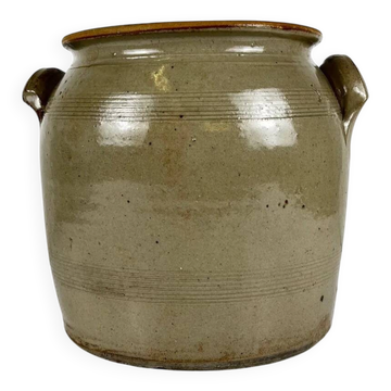 Old confit pot in stoneware, grey colour, 1900.