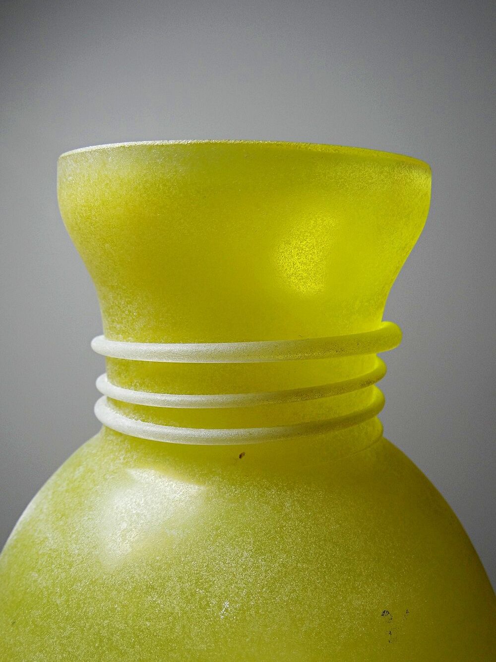 Murano baluster vase, yellow, frosted glass in Seguso style, vintage 1960.