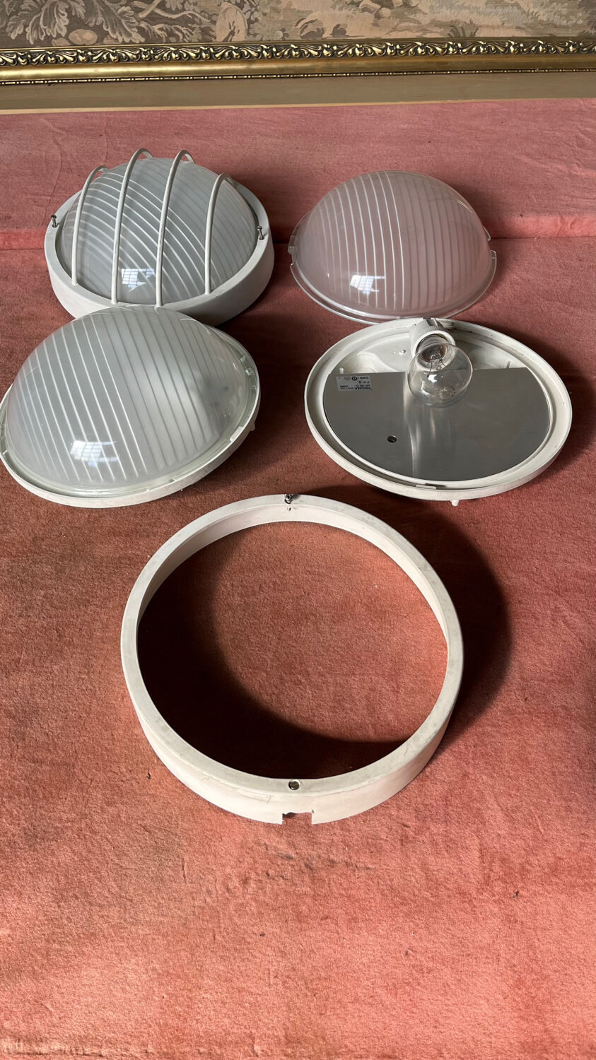 Lot de 3 plafonniers en verre Prisma années  90