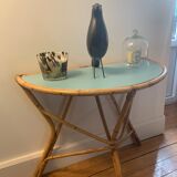 Blue rattan console