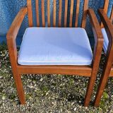 Stackable chair-armchair in solid teak with cushion by Vlaemynck