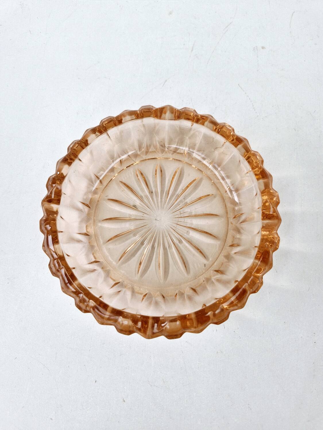 Vintage Luminarc Empty Pocket Ashtray In Rosaline Pink Chiseled Glass