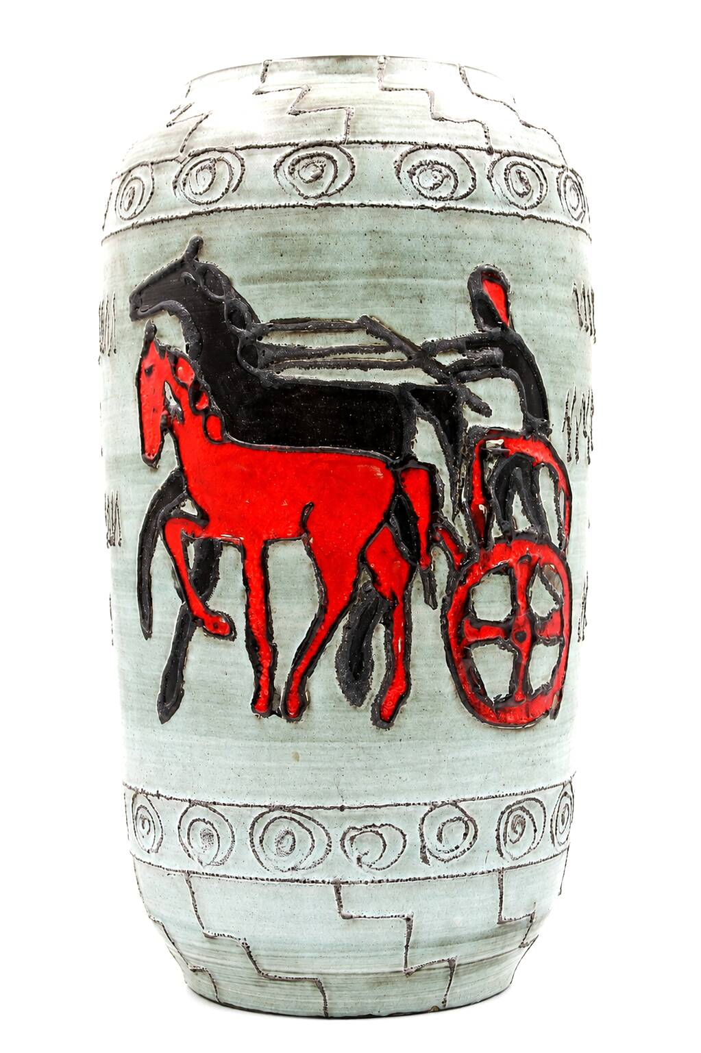 Vintage ceramic vase is a Scheurich model.