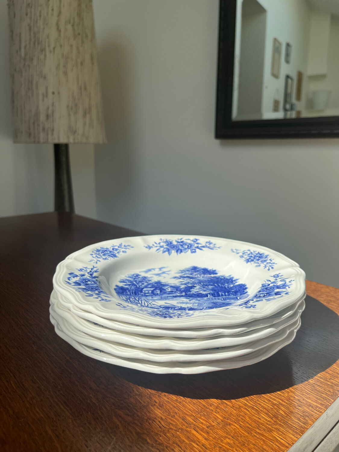 Deep plates Sarreguemines Romantic blue decor