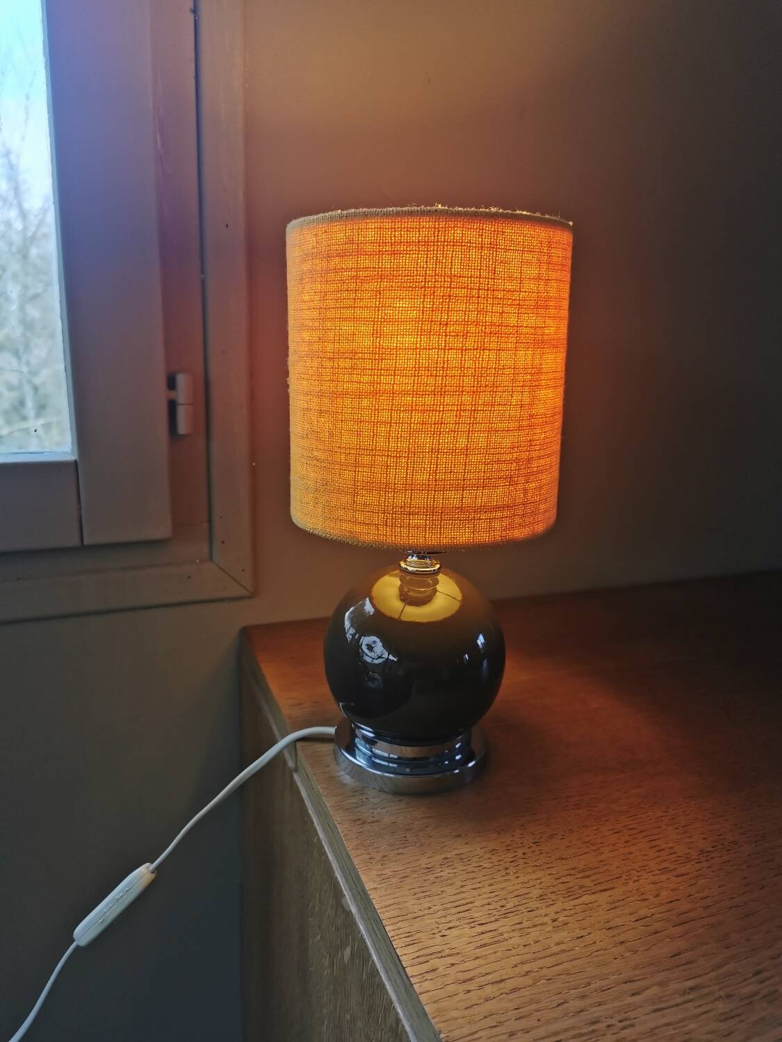 Pied de lampe boule vintage années 70