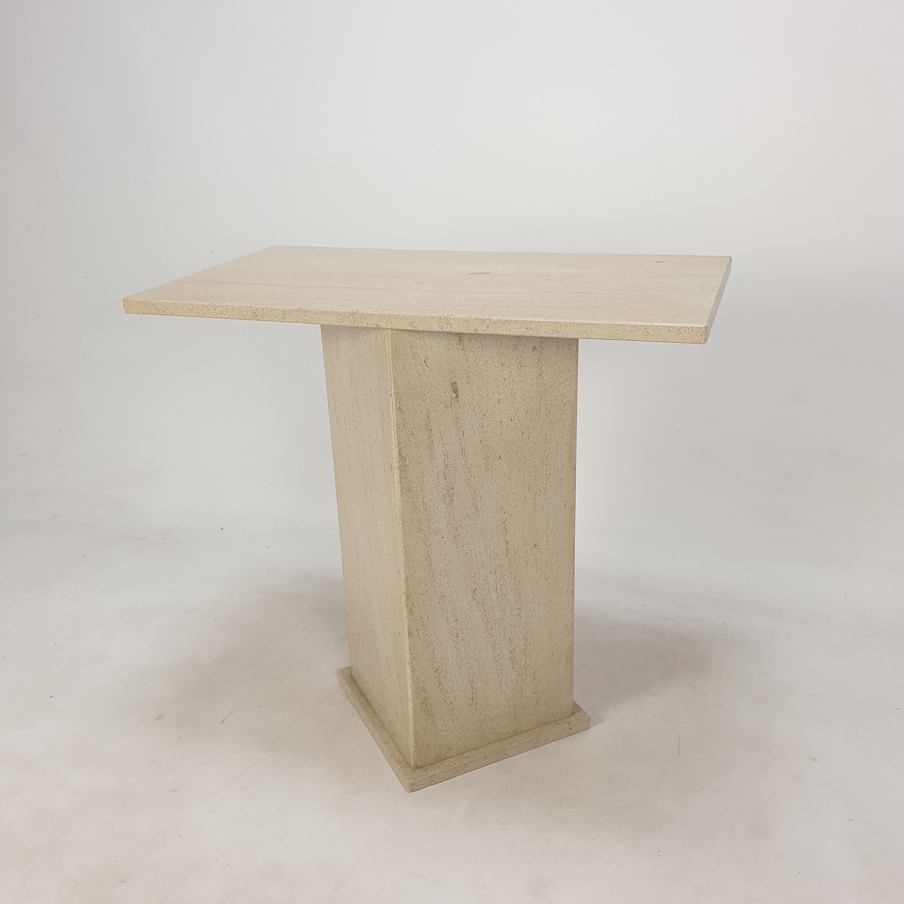 Italian Travertine Side Table or Pedestal, 1980s