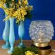Vintage globe table lamp in moulded glass