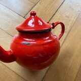 Red enamel teapot