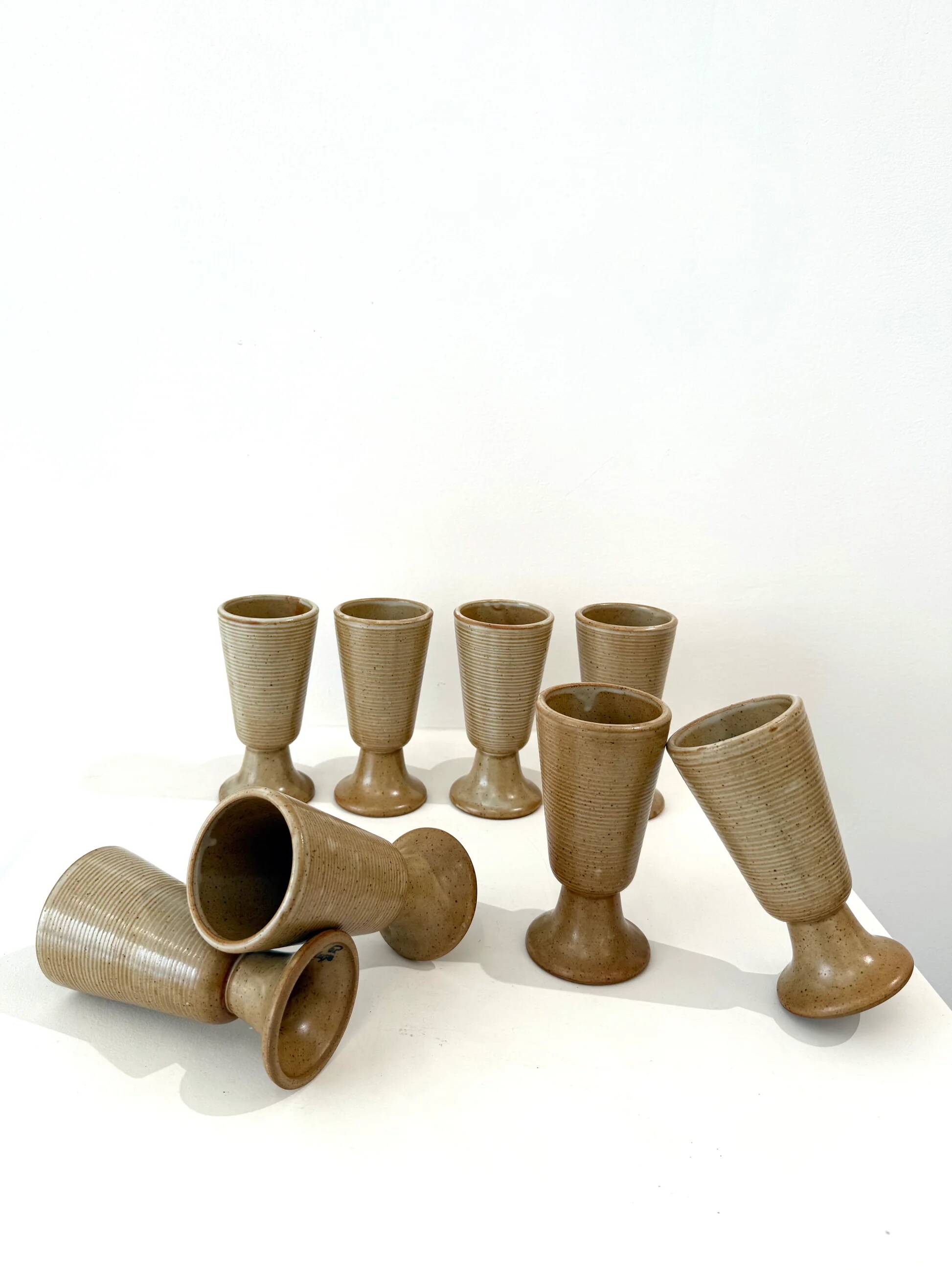 Set of eight mazagrans, stoneware, 1970s