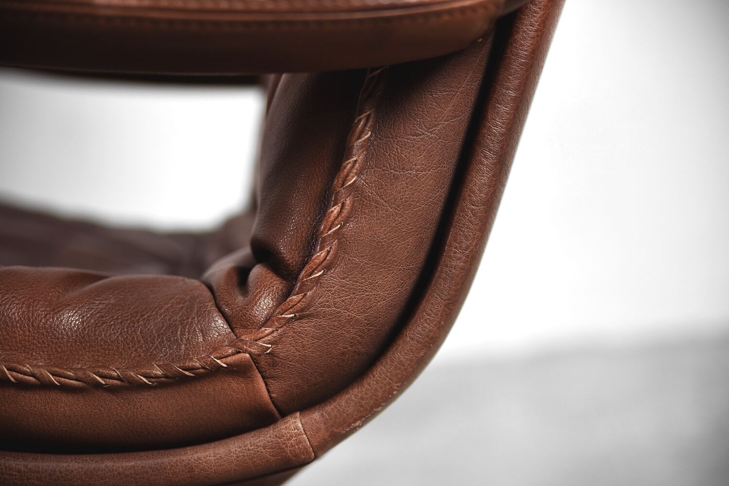 Fauteuil et pouf réglables en cuir patiné danois par Berg Furniture, années 1970