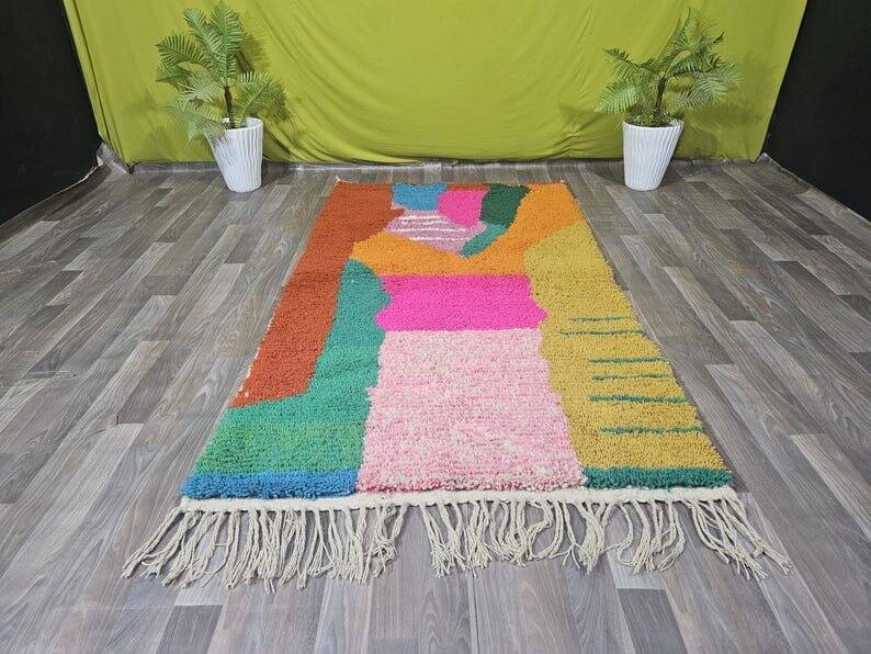 Handmade pure wool rug, size 100 x 200 cm.