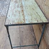 Old folding table in Burmese teak and steel