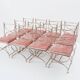 Maison Jansen rare set of 12 steel brass pink velvet chairs 1960