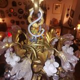 Murano fruit chandelier in crystal and gold metal