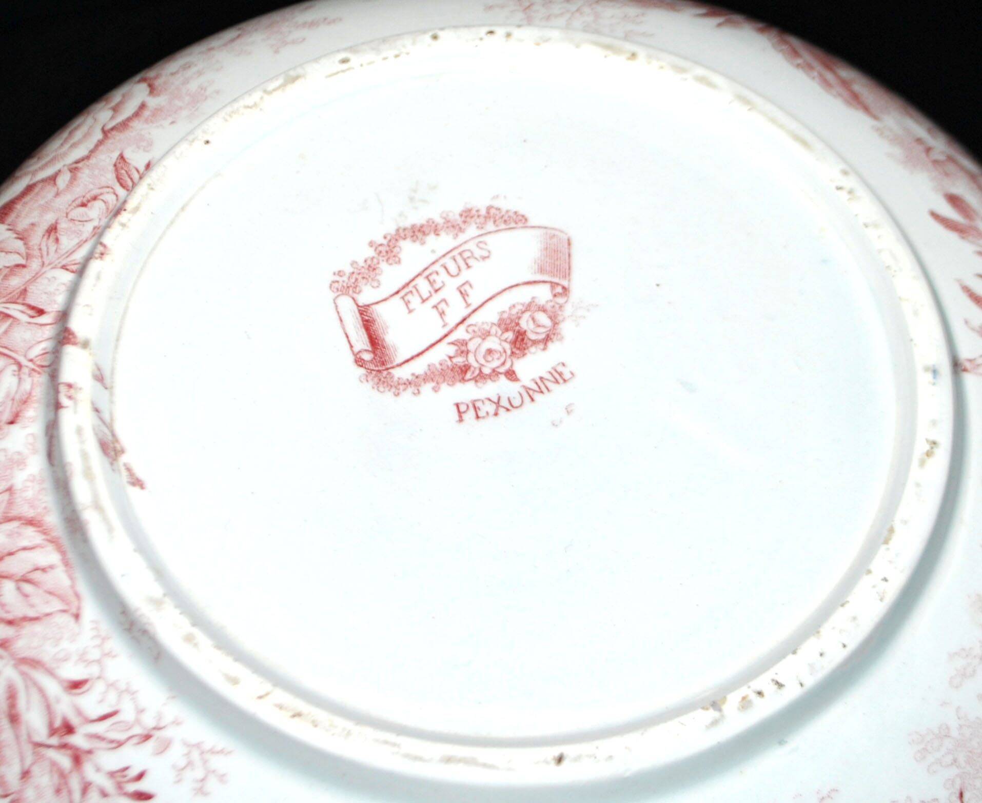 Pexonne earthenware vase/jug with a red floral rustic design