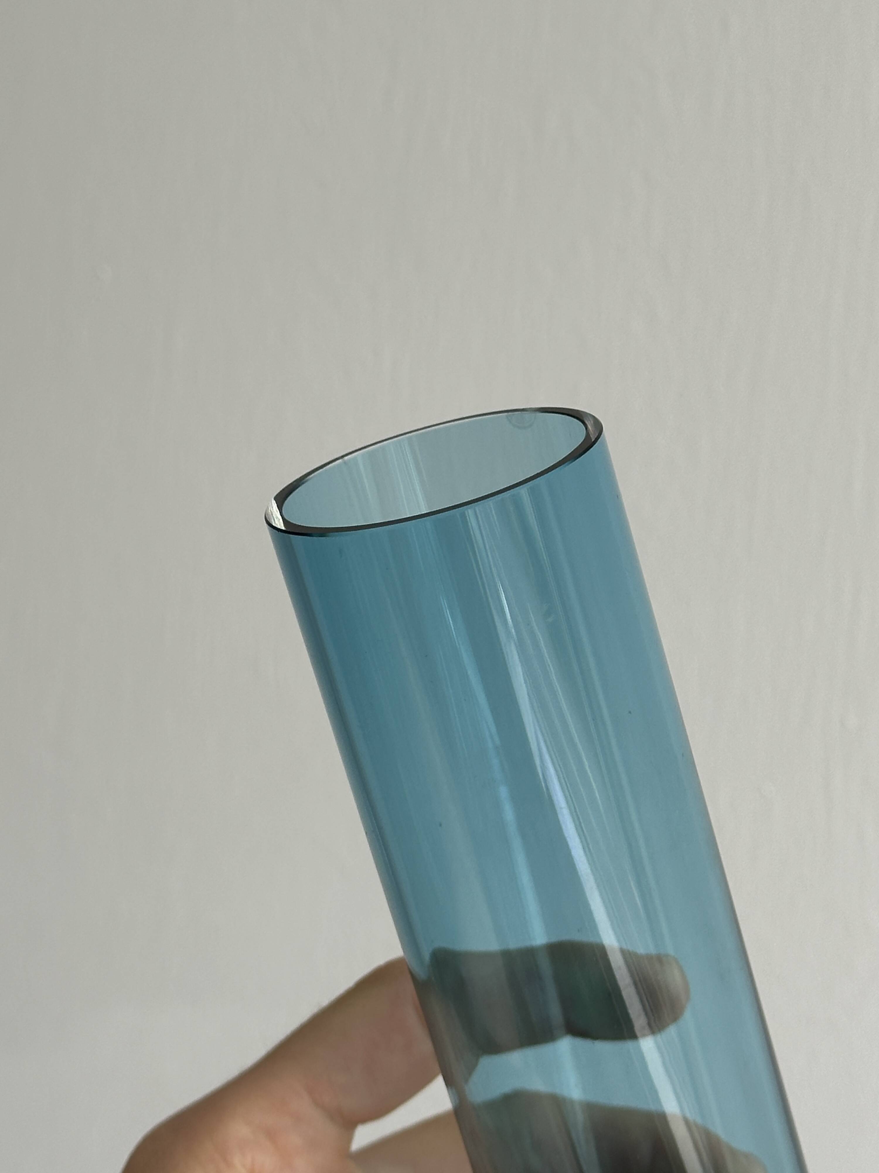 Transparent blue glass vase