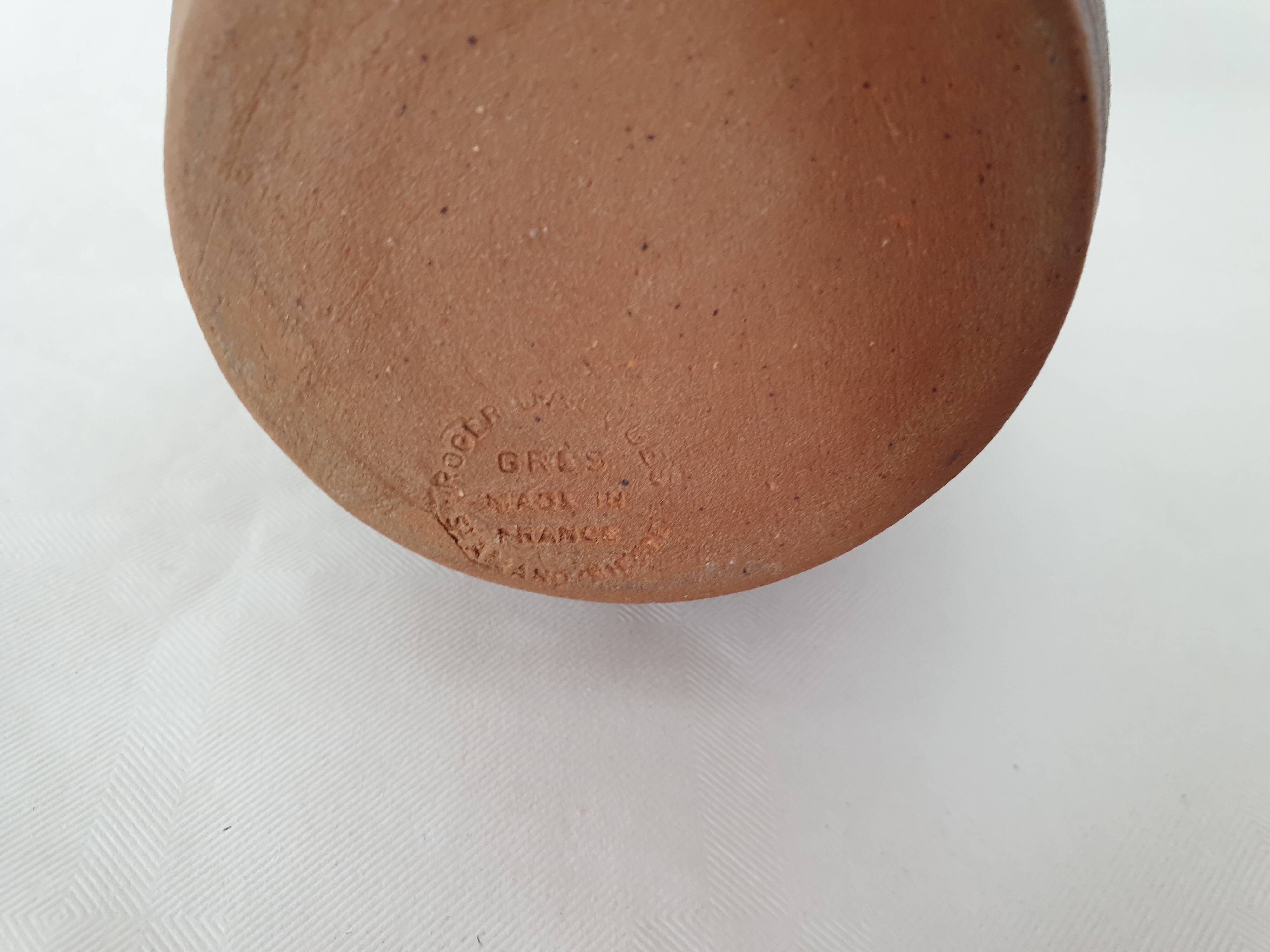 Small ceramic pitcher / milk jug Signed Roger Jacques (Puisaye stoneware)