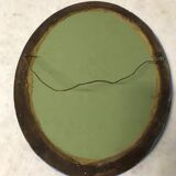 Blue wood oval mirror 30x45cm