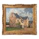 Oil painting of a Breton manor signed M. Garnier in a gilded frame - Antique