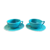Vintage green ceramic breakfast duo