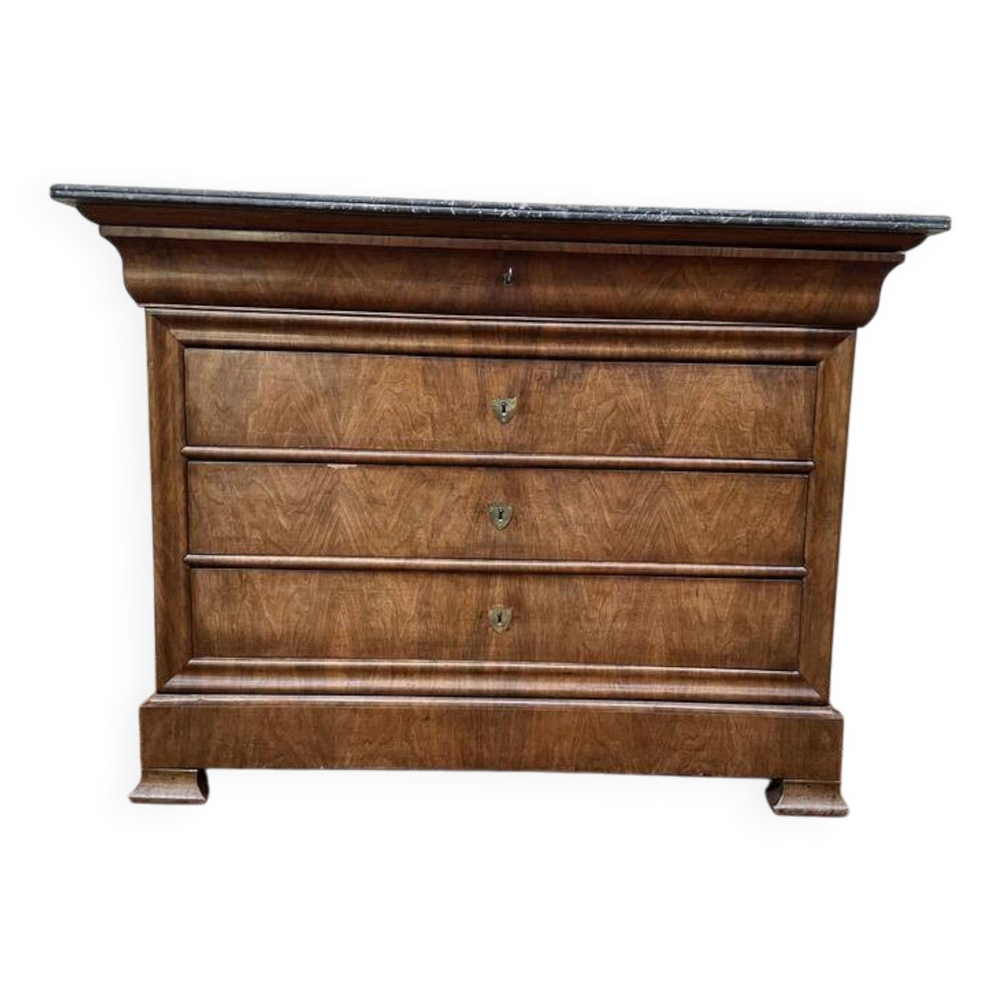 Commode époque Louis Philippe en acajou clair et marbre gris