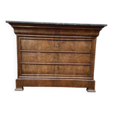 Commode époque Louis Philippe en acajou clair et marbre gris