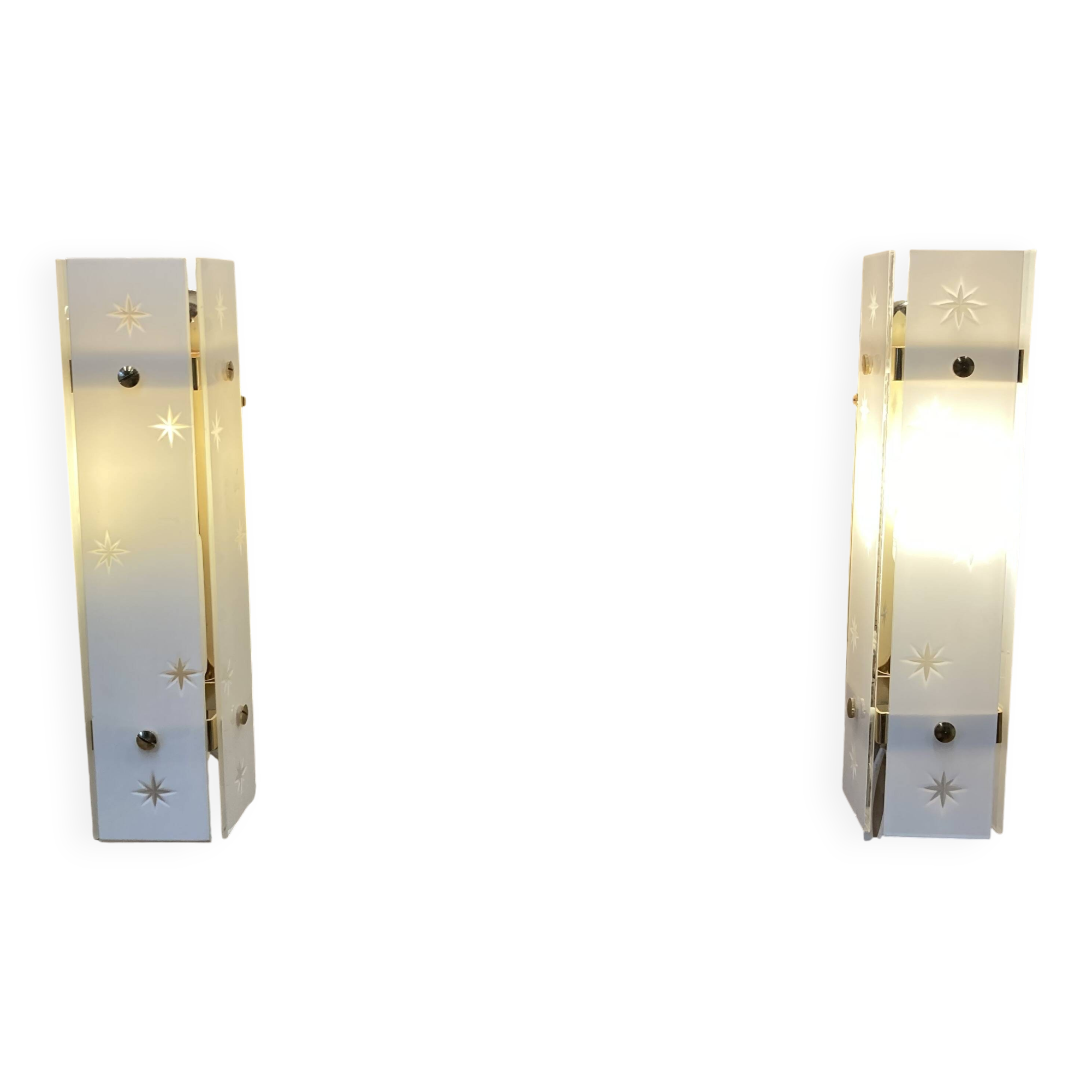 Paire d'appliques verre Design scandinave 1960.
