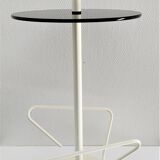 Bout de canapé porte-revues métal et verre années 80