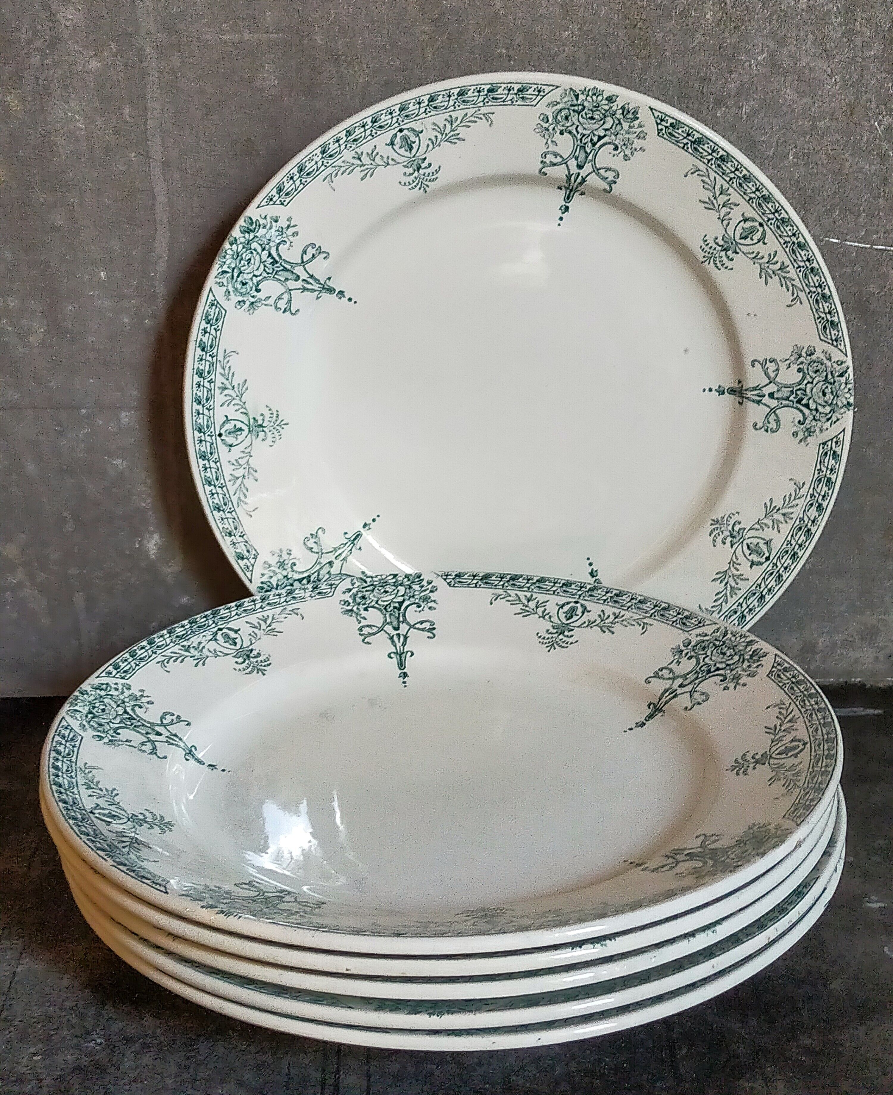 Six old plates iron earth of lunéville model lugano late nineteenth