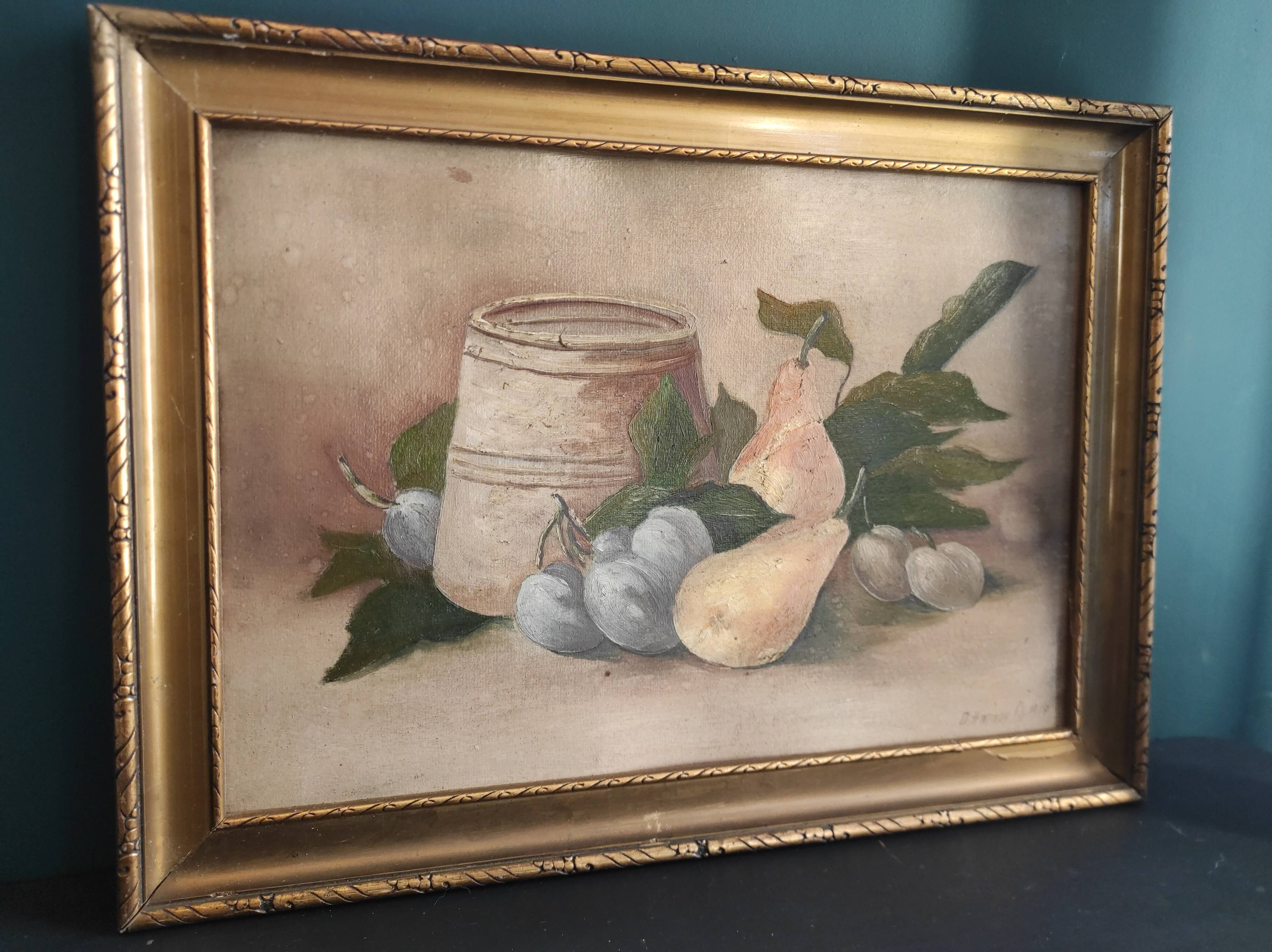 Nature morte vintage, signée Dihlmann, 1934