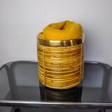 Rattan and brass basket, Italy, 1970, 25 cm diam