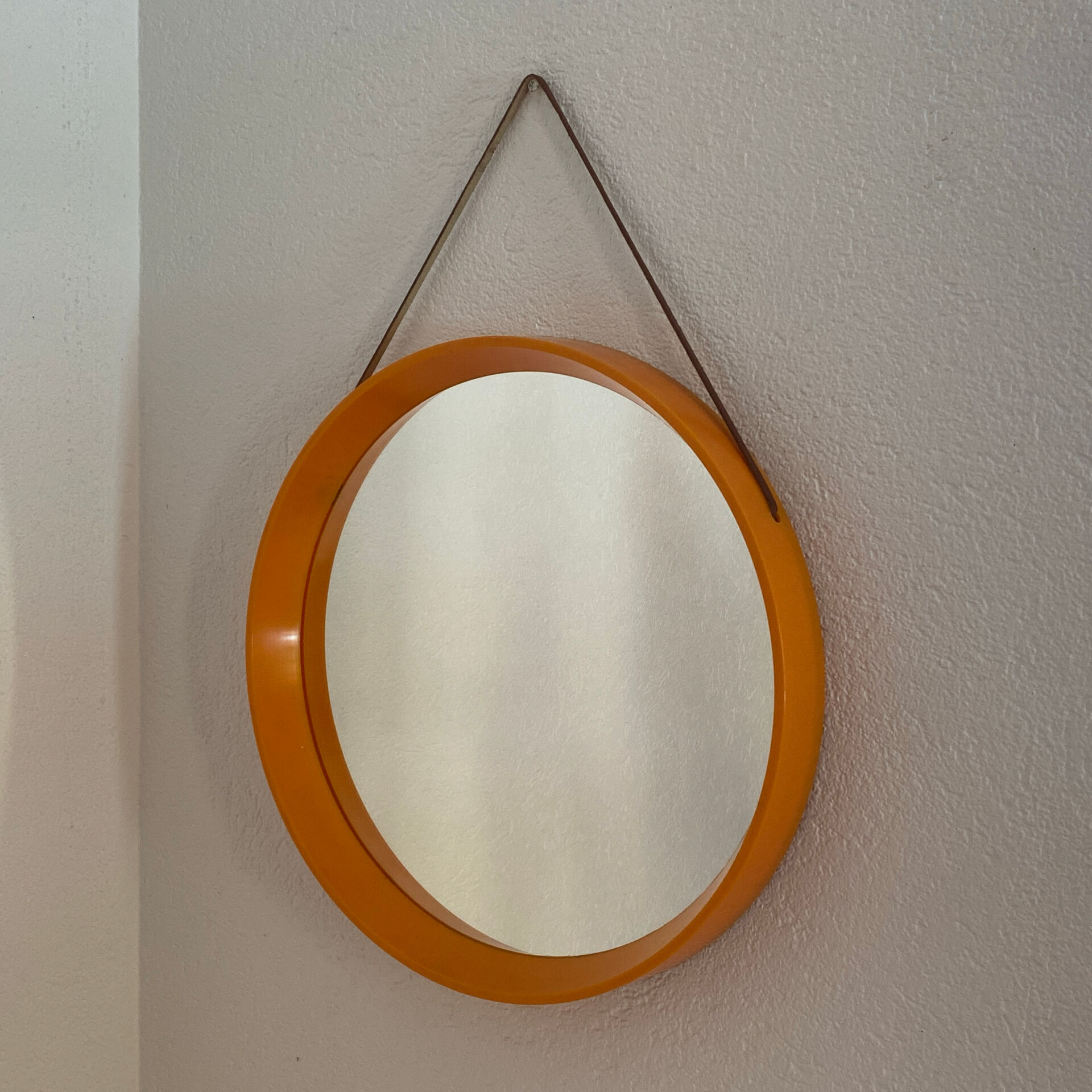 Danish round mirror, made of plastic, 1970s