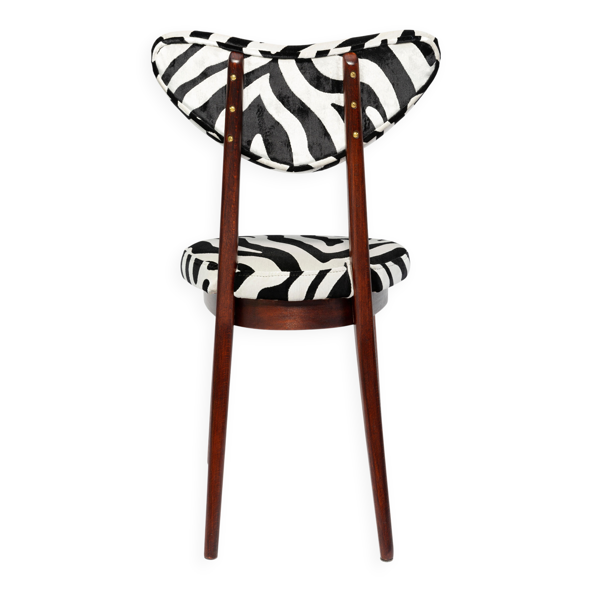 Heart-shaped chair with black and white zebra pattern, Poland, 1960s