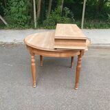Art Deco round extendable dining table renovated in solid oak 225cm 20th century