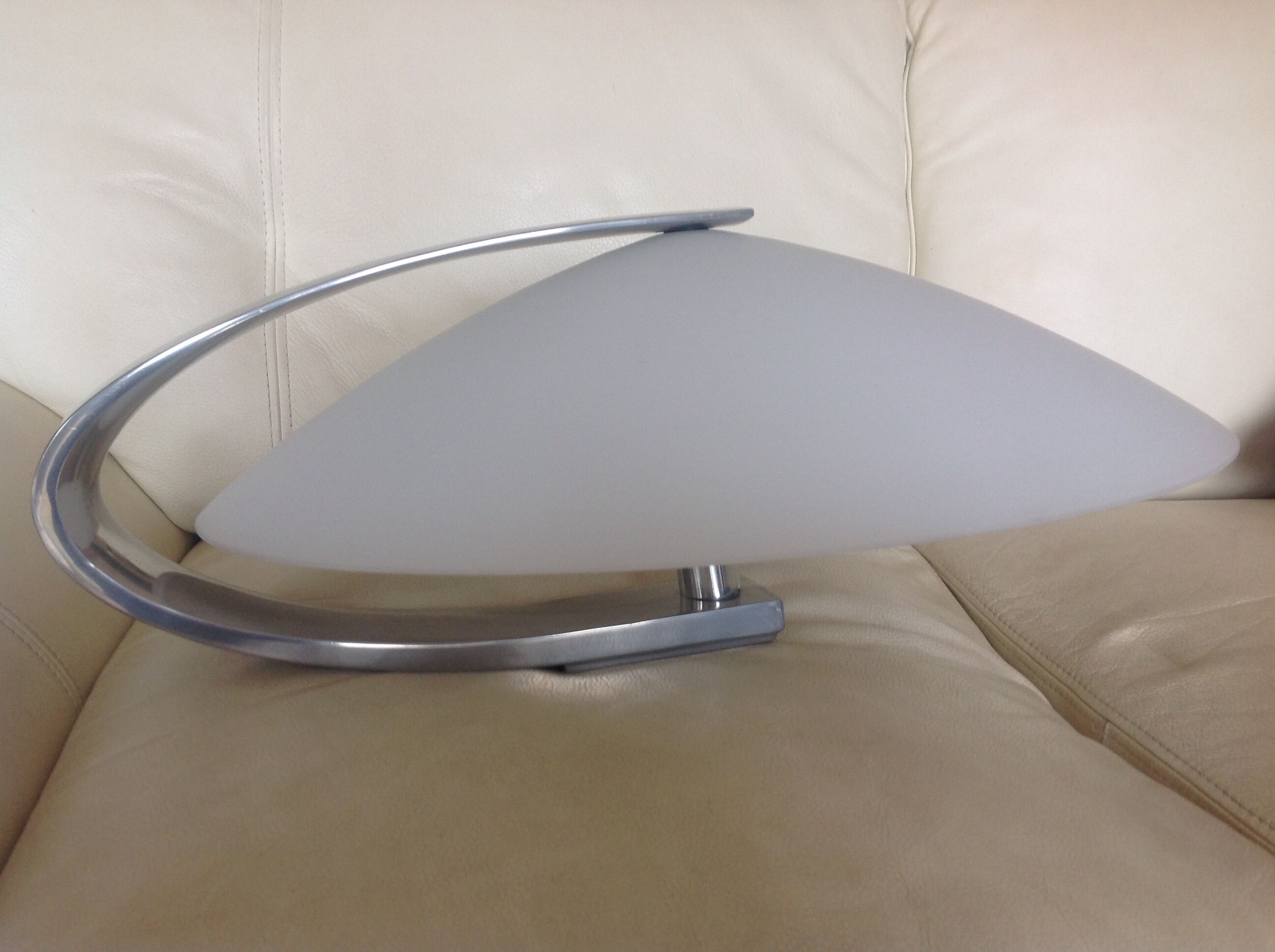 Circular frosted glass wall lamp and aluminum headband by Vetri Murano, vintage 70s-80s