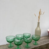 6 ice cups or stemware in vintage green glass